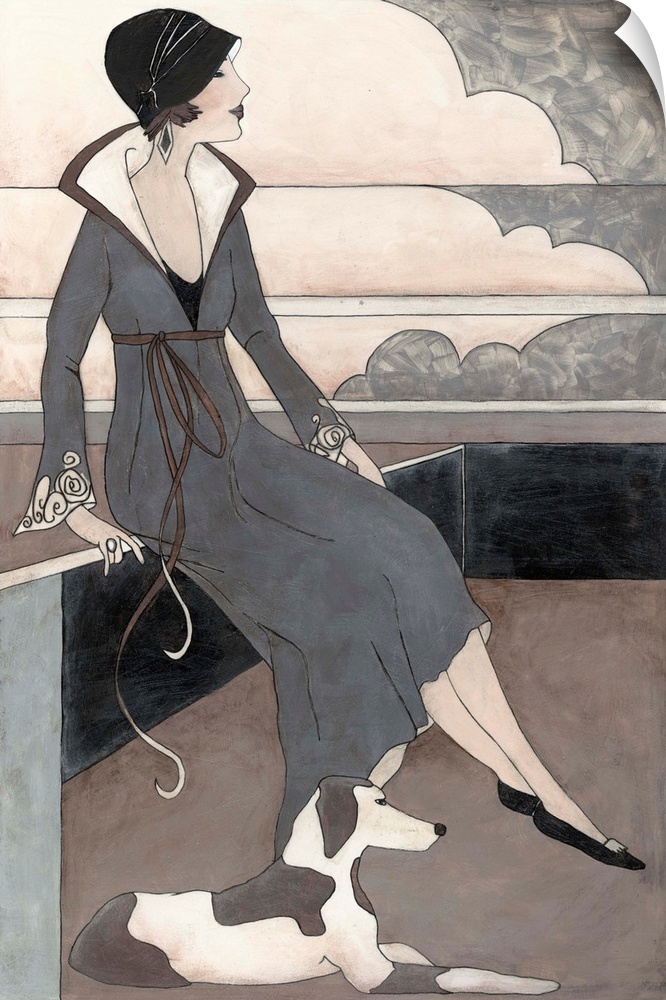 Art Deco Lady With Dog