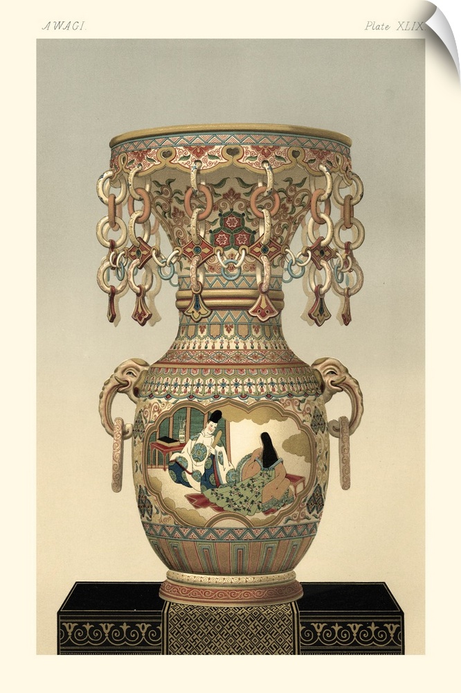 Contemporary illustration of an antique Satsuma vase.