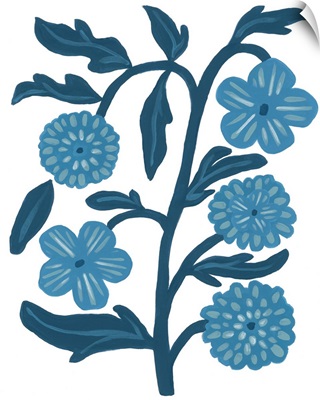 Blue Folk Florals I