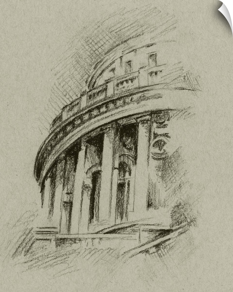 Contemporary architectural drawing in charcoal.