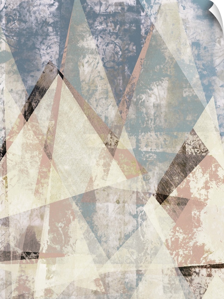 Abstract artwork of triangular shapes with a weathered texture.