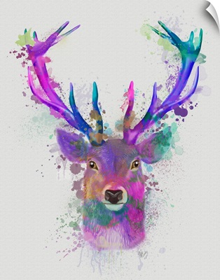 Deer Head 1 Rainbow Splash Pink and Purple