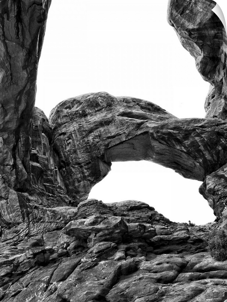 Black and white photograph of Arches National Park.