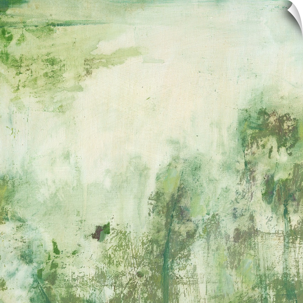 Abstract artwork in mossy green shades and textures.