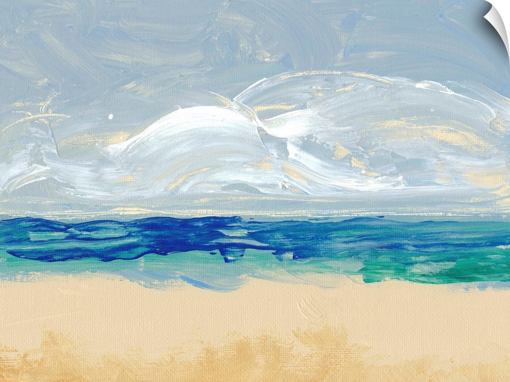 Abstract painting using color placement to convey the image a beach.