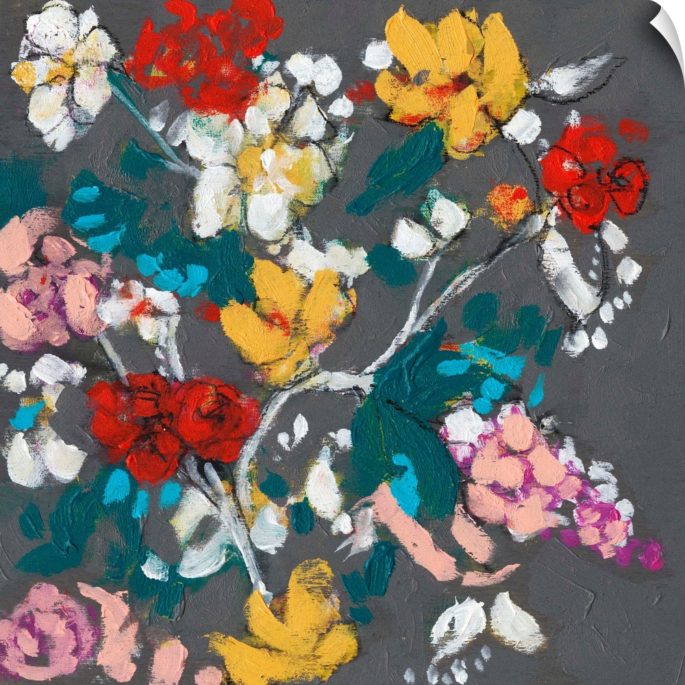 Contemporary painting of a flowers in simple colors.