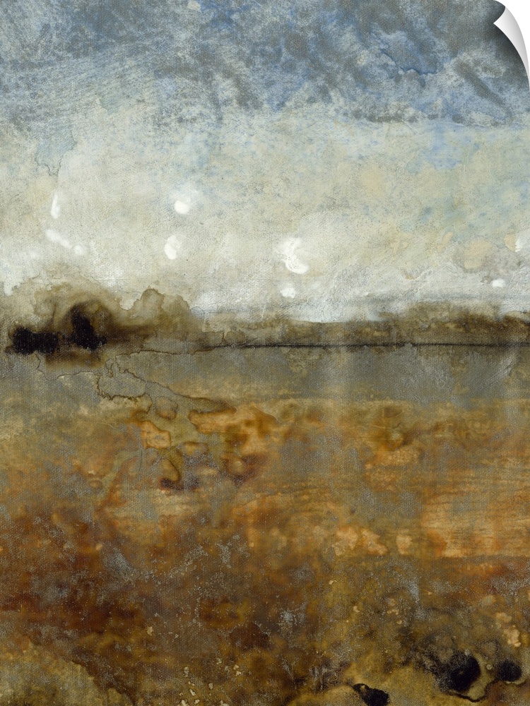 Contemporary abstract painting of what resembles an earthy toned landscape.