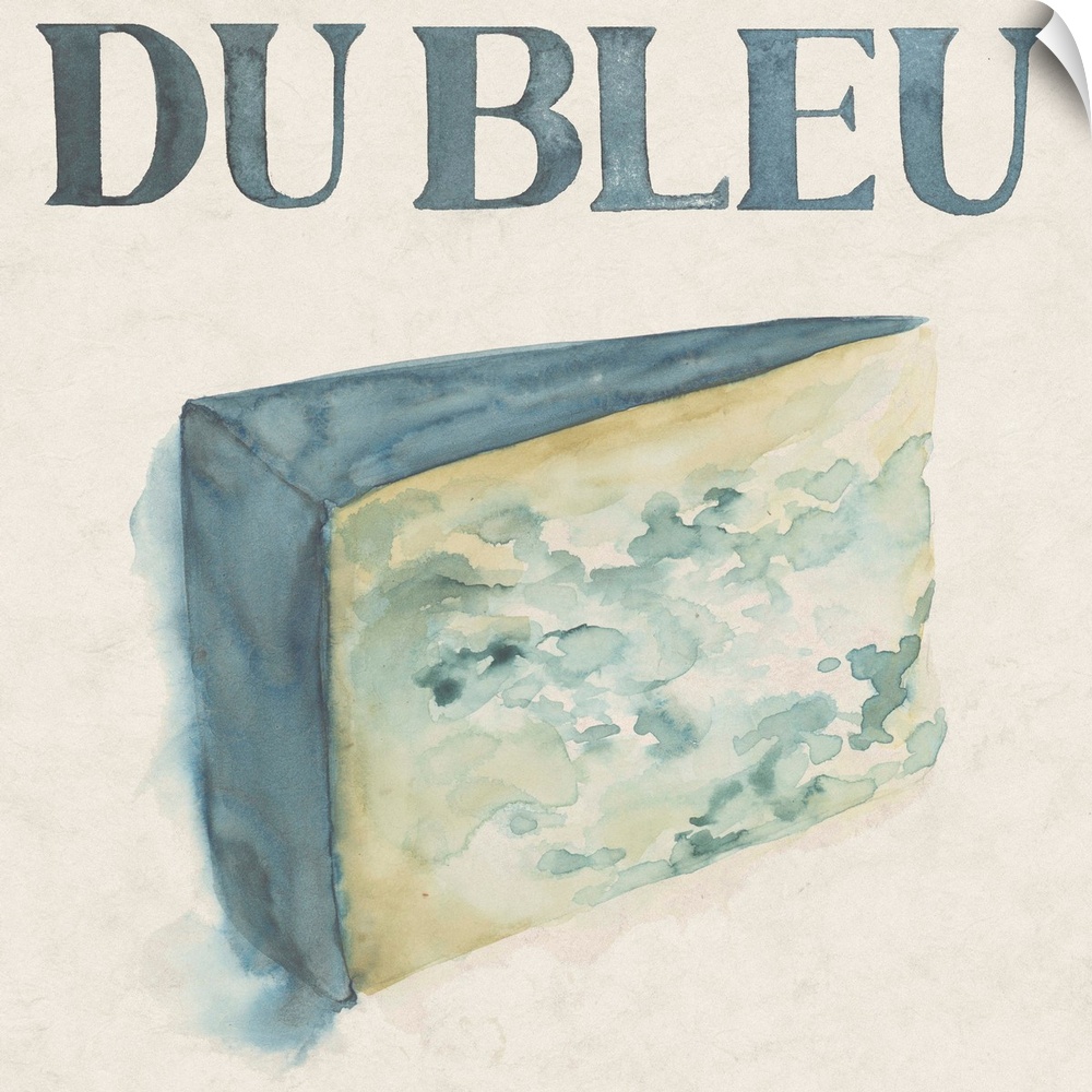 Painting of a large piece of bleu cheese.