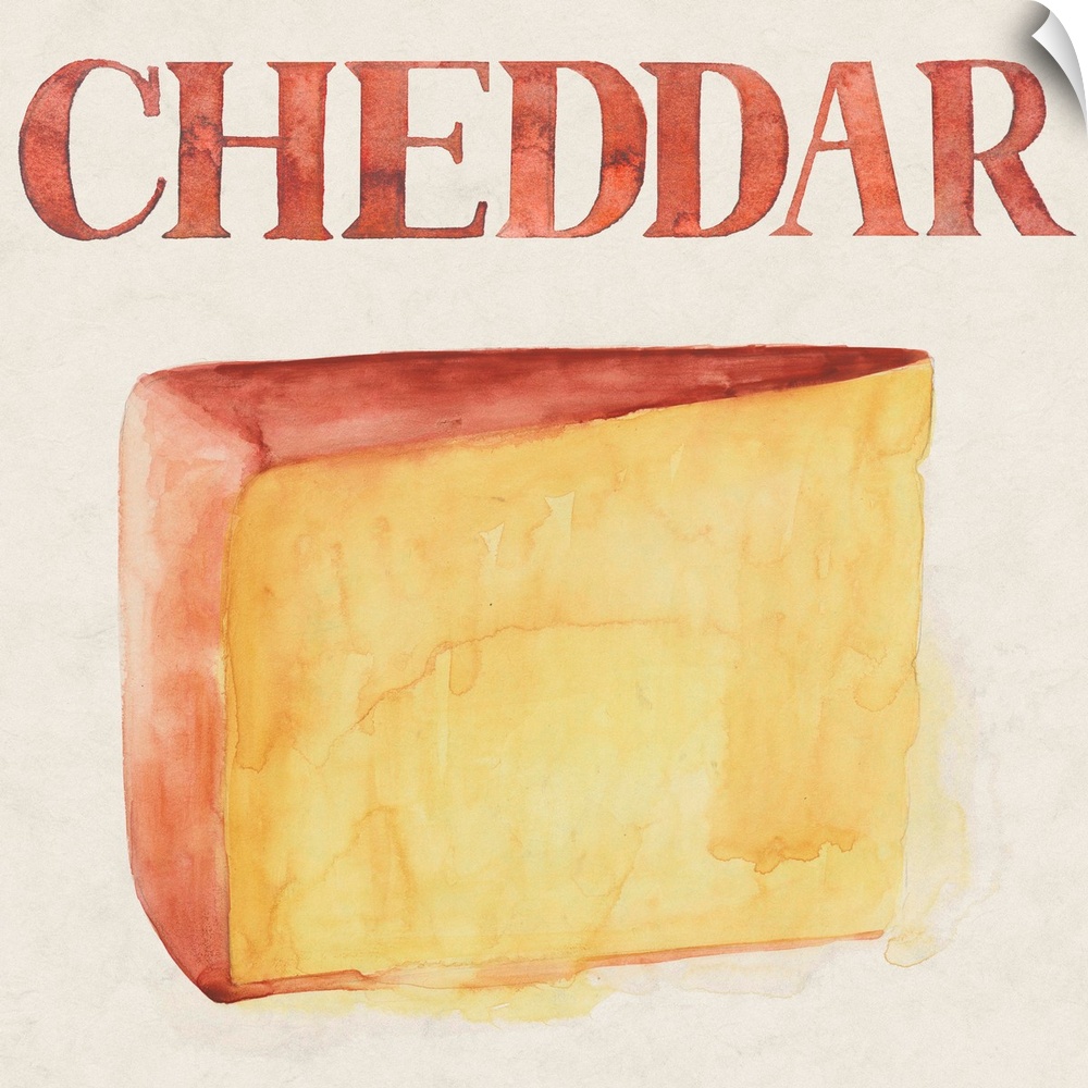 Painting of a slice of sharp cheddar cheese.