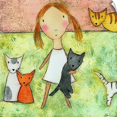 Girl with Cats