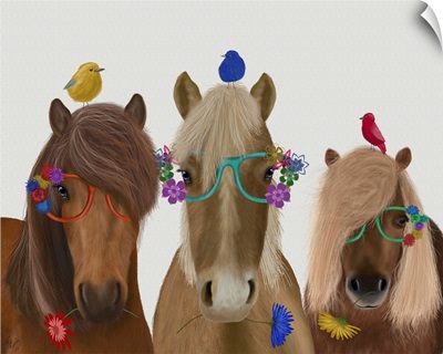 Horse Trio with Flower Glasses