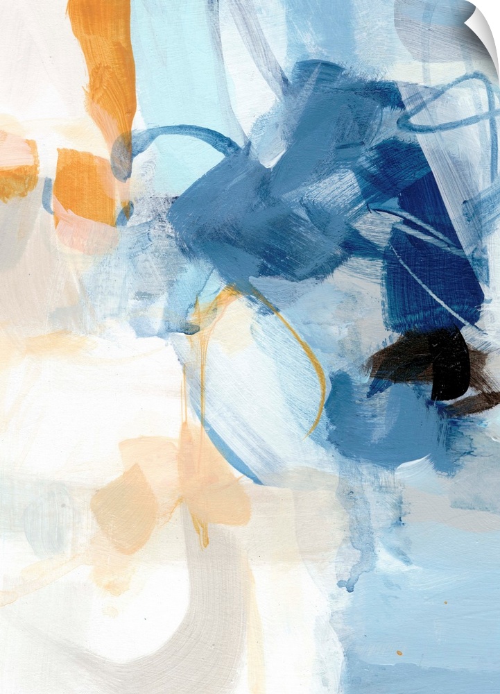 Abstract painting using pale blue and neutral tones.