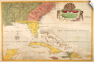 Map of Carolina, Florida & the Bahama Islands
