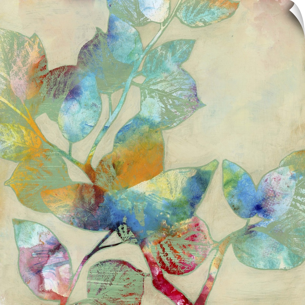 Contemporary floral artwork in a translucent metallic style.