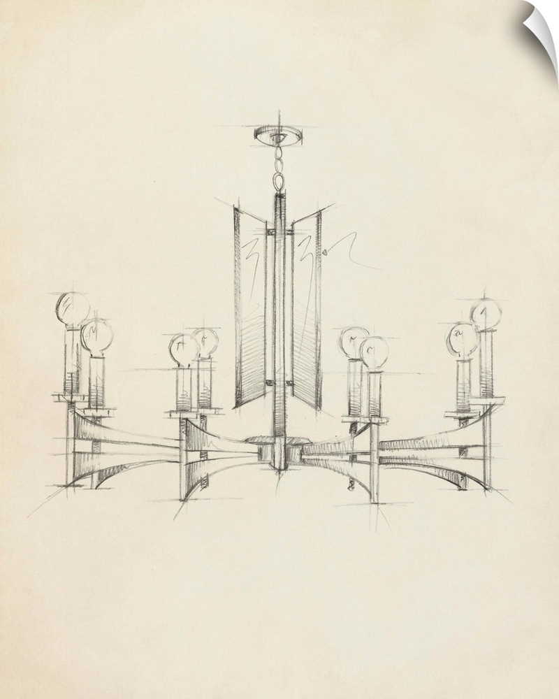 Contemporary illustration of a retro chandelier.