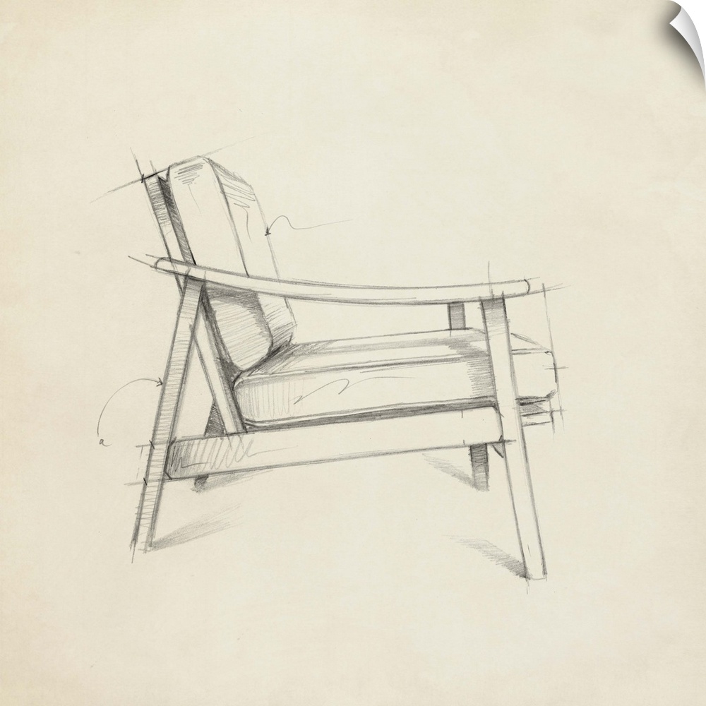 Industrial design diagram of a stylish chair.