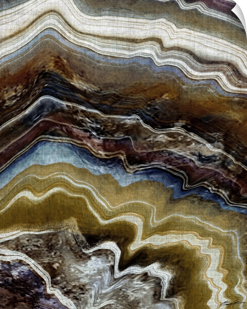 Abstract painting resembling a close up of mineral agate layers.