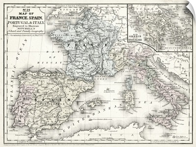 Mitchell's Map of France, Spain and Italy