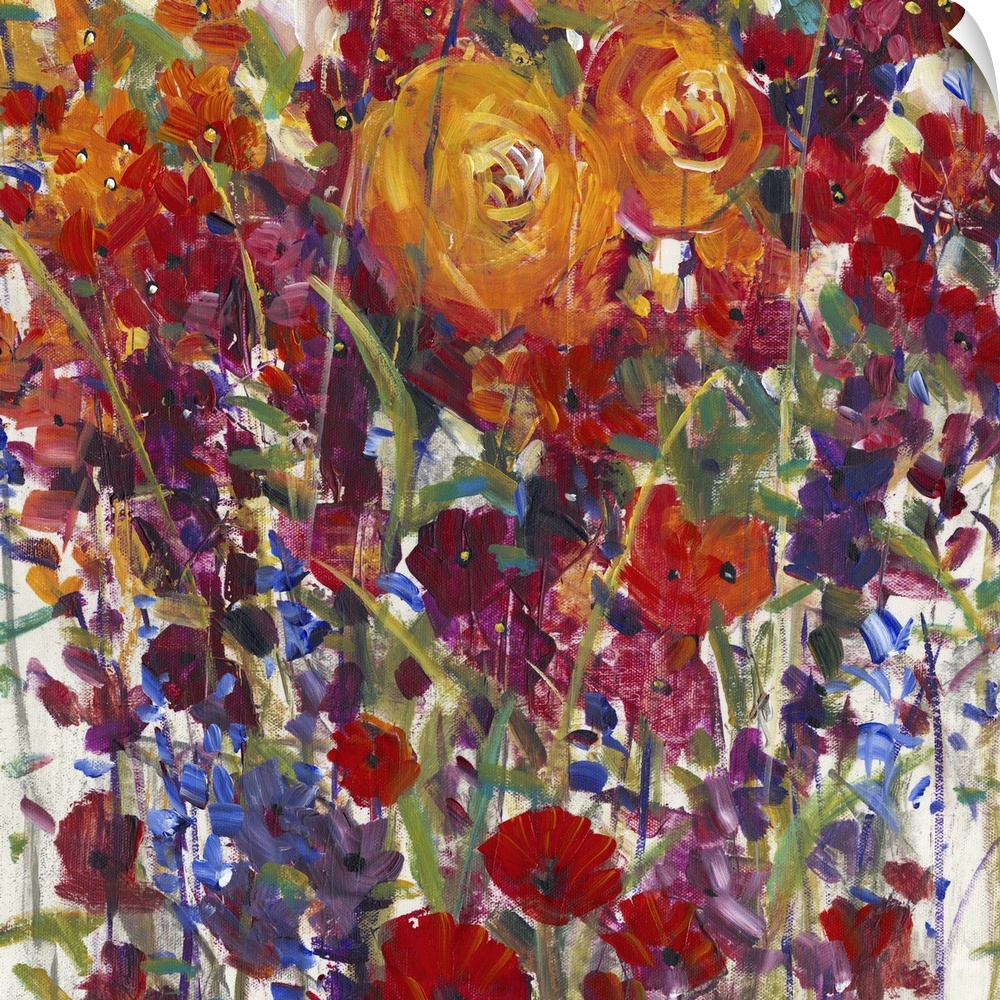 Colorful contemporary painting of a vibrant flowers.
