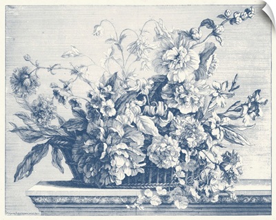 Navy Basket of Flowers II