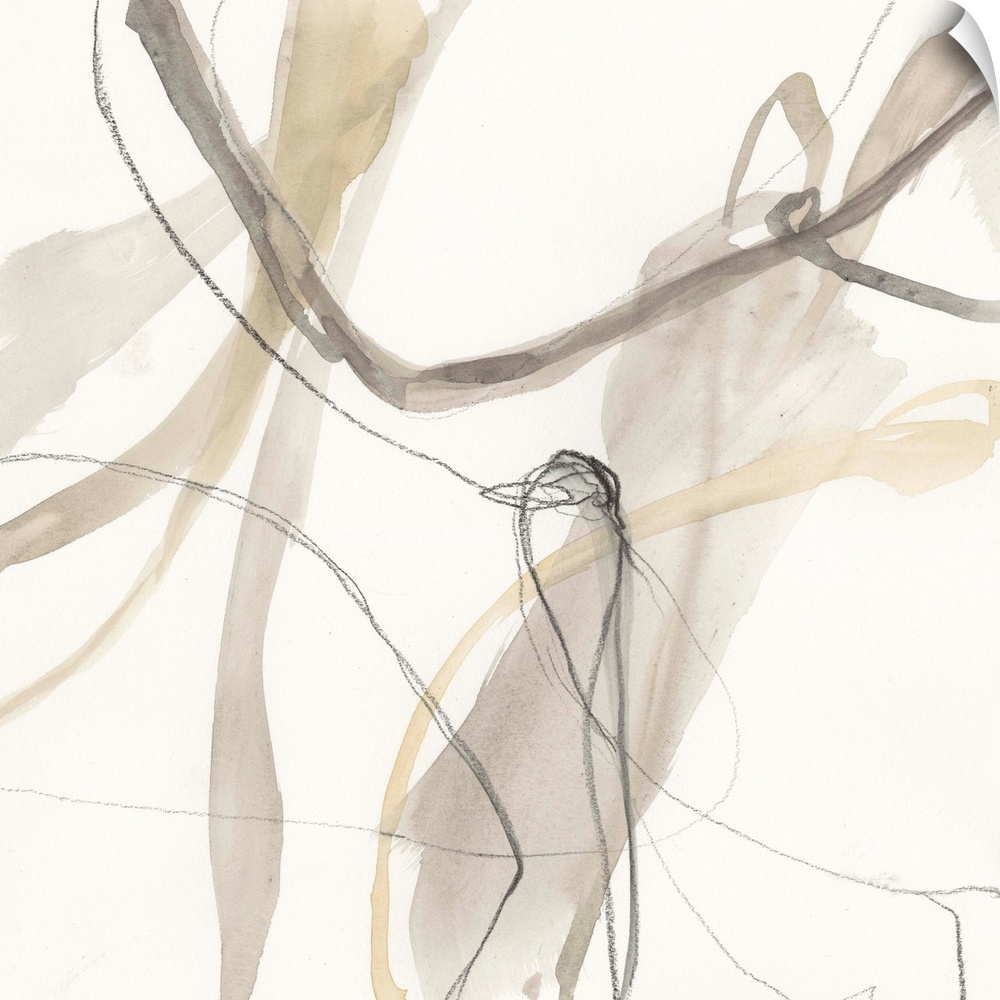 A light and airy abstract in neutral shades of taupe, cream and grey.