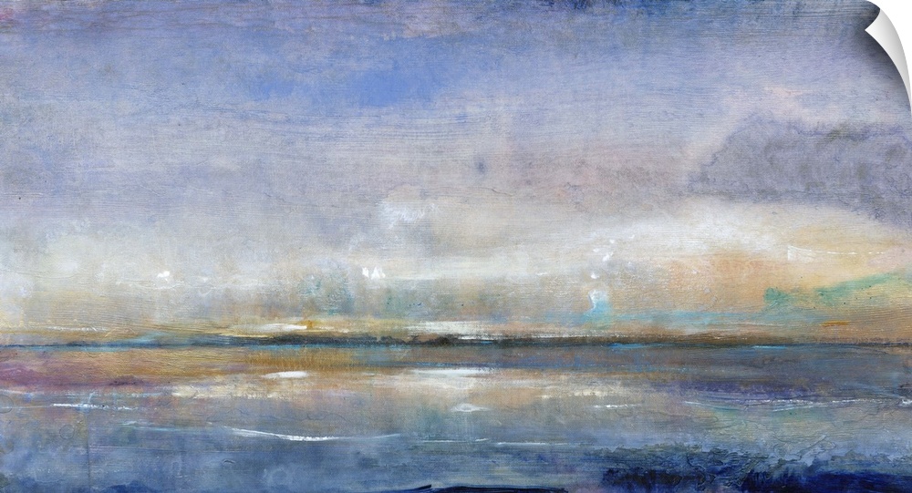 Contemporary painting using blue tones to create a seascape.