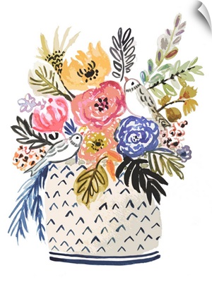 Painted Vase Of Flowers II