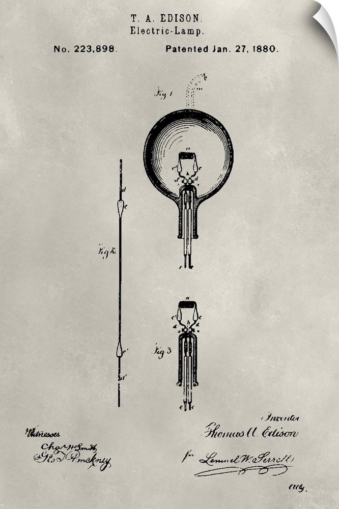 Vintage patent illustration of a light bulb.