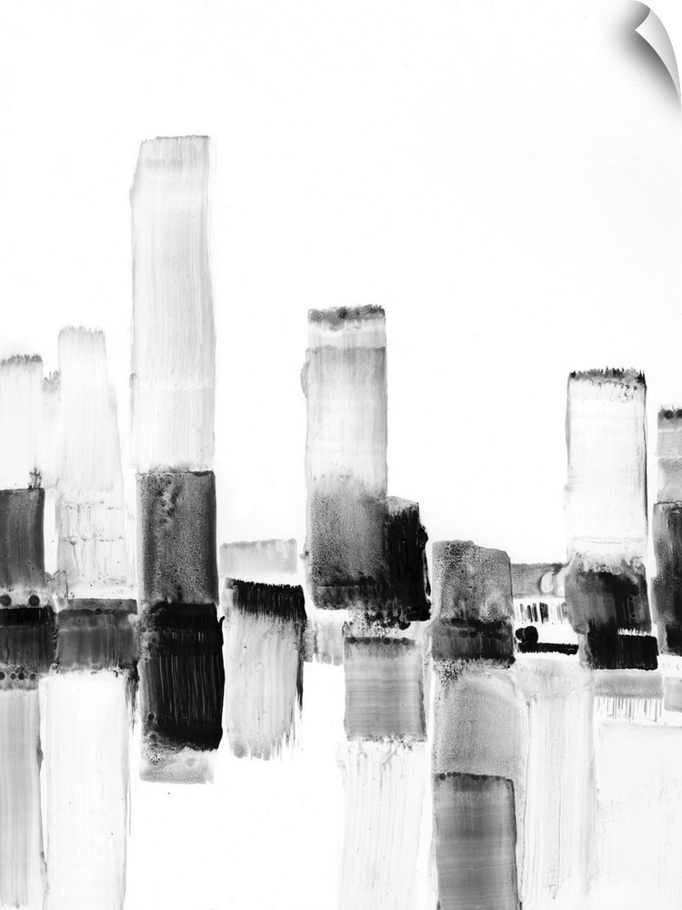 Abstract watercolor cityscape.