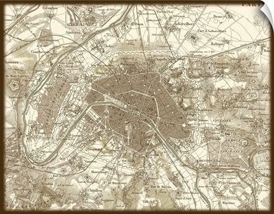 Sepia Map of Paris