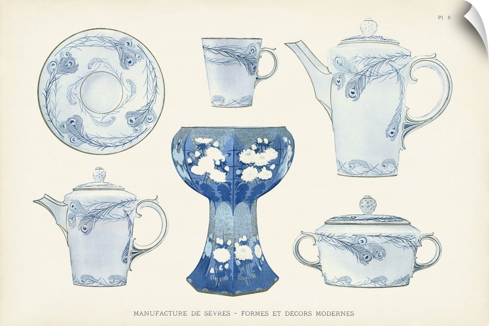 Vintage style illustration of an antique porcelain against a neutral background.