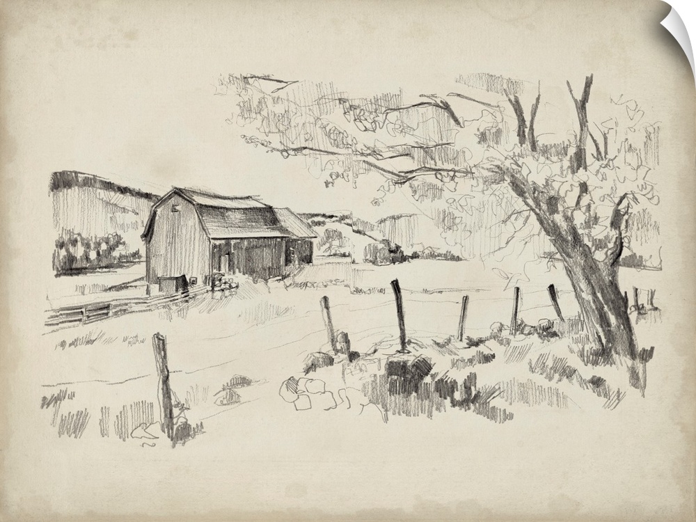 Sketched Barn View II