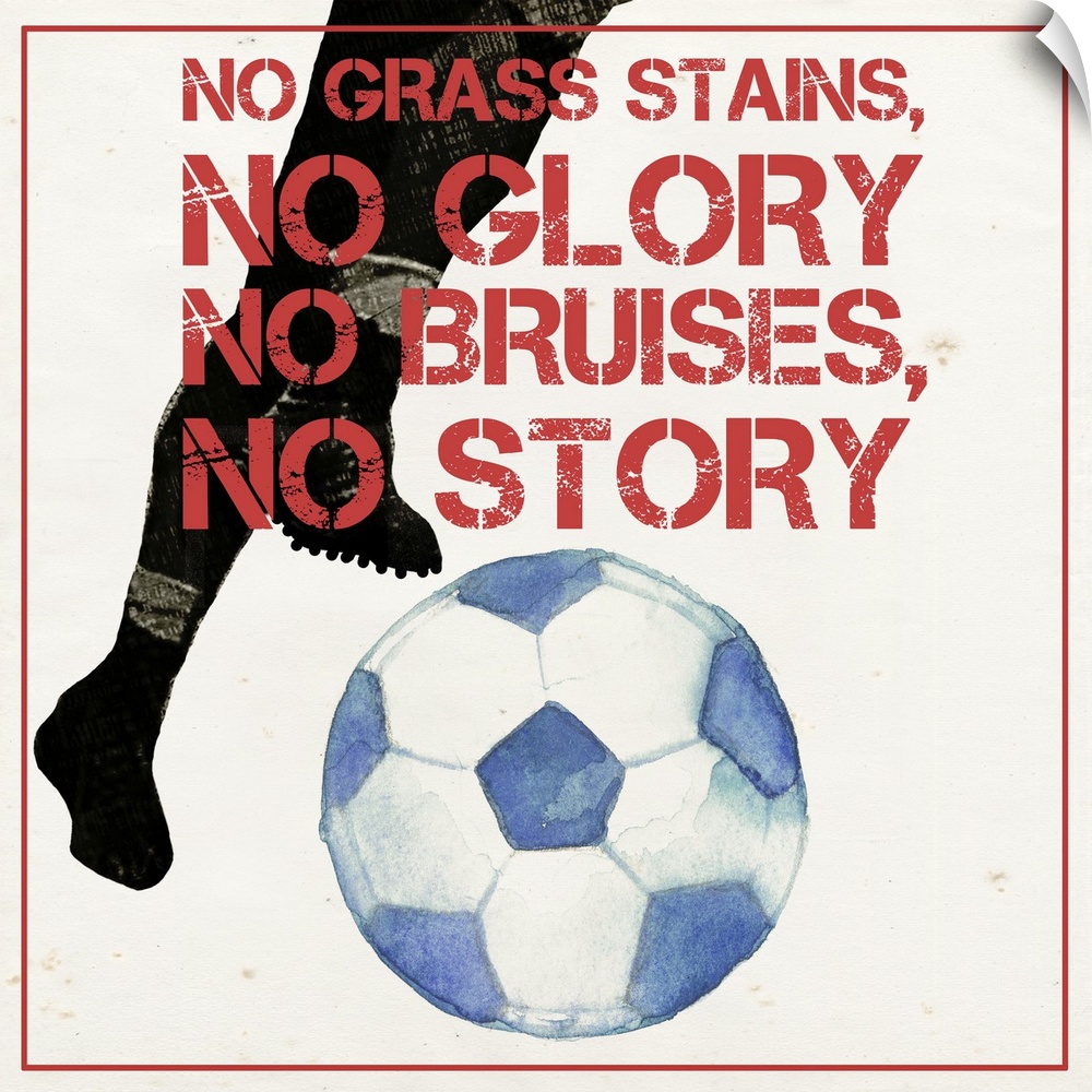 Graphic of a soccer player kicking a ball, with motivational text.