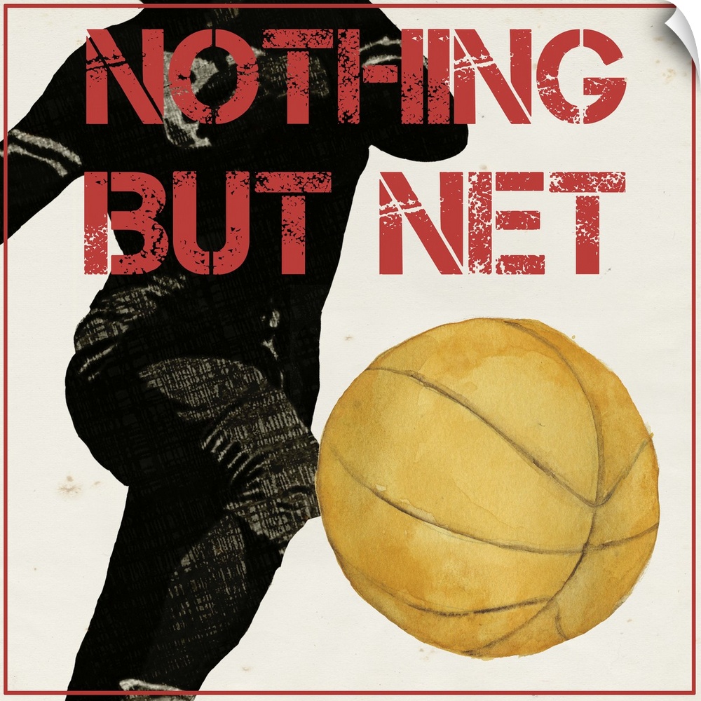Graphic of a basketball player dribbling a ball, with motivational text.