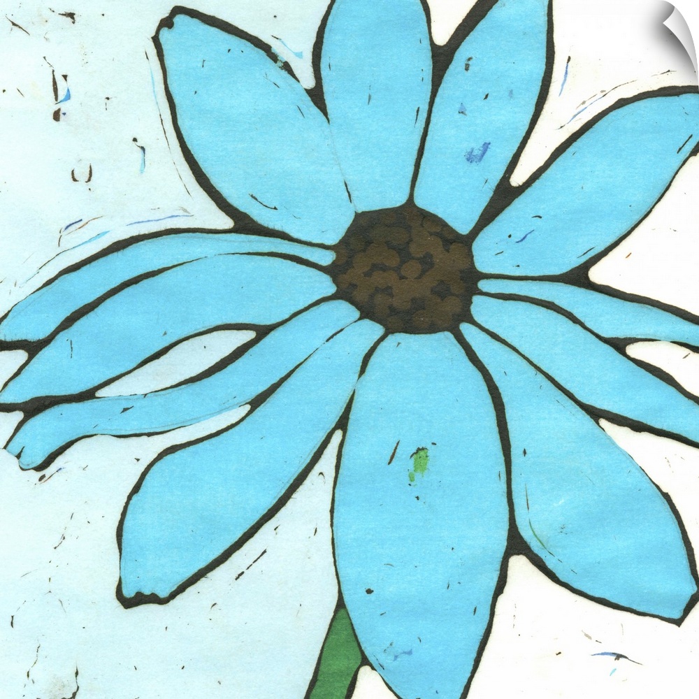 Contemporary painting of a blue flower.