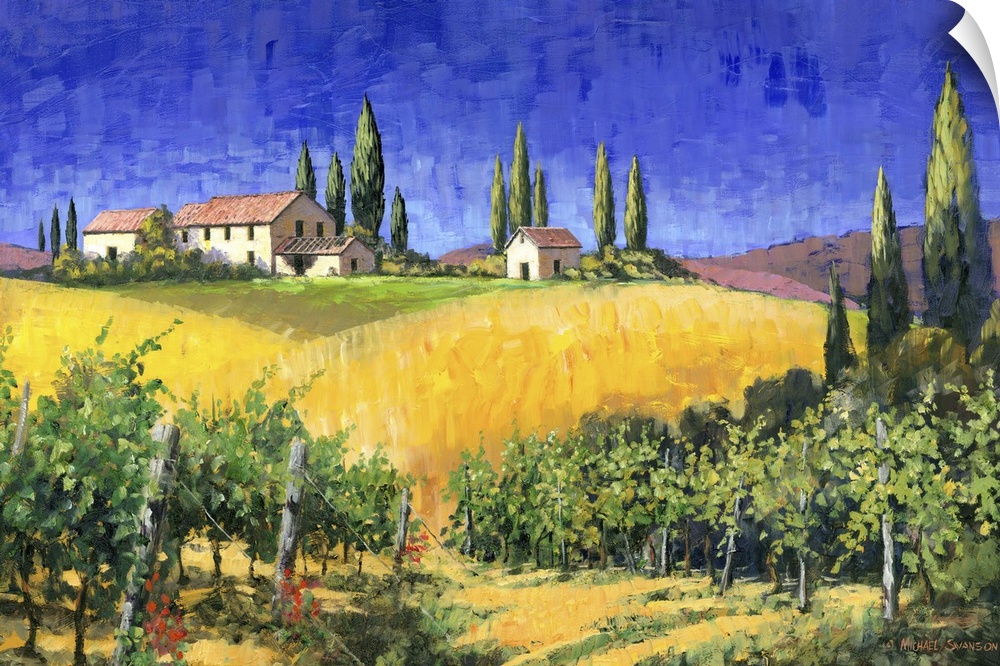 Contemporary Tuscan landscape painting.