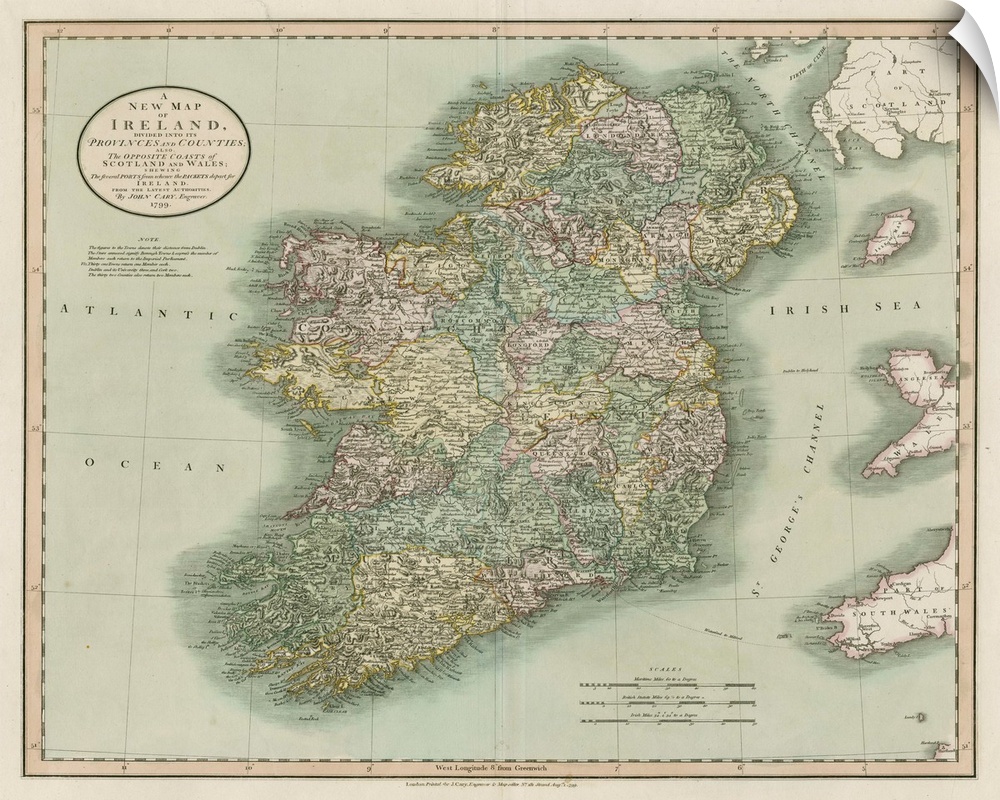 Vintage Map of Ireland