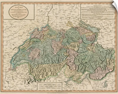 Vintage Map of Switzerland