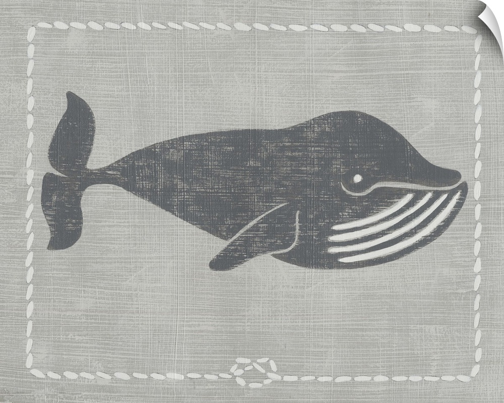 Contemporary children's nursery room art of a whale.