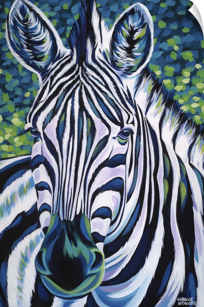 Contemporary painting of the face of a zebra.