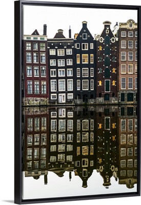 Building Facades With A Mirror Image Reflecting In A Canal, Amsterdam, Netherlands