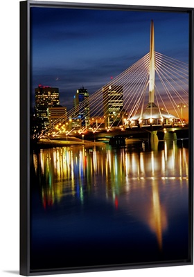 Esplanade Riel Footbridge On Red River, Winnipeg, Manitoba, Canada