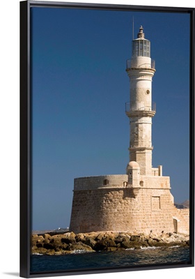 Greece, Crete, Hania, Close Up Of An Old Lighthouse