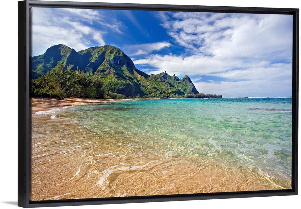 Docor perfect for the home of office off a coast in Hawaii with an immense mountain straight ahead and gorgeous crystal cl...