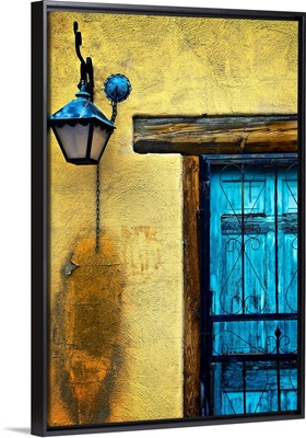 Old Blue Door And Yellow Wall, New Mexico