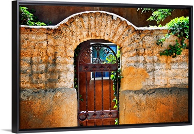 Old Stone Doorway And Garden, New Mexico