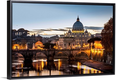 Saint Peter's Basilica, the world's largest church, at sunset, Vatican City, Italy