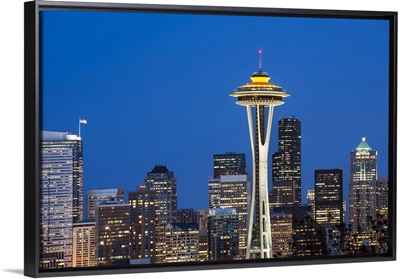 Seattle And The Space Needle By Night