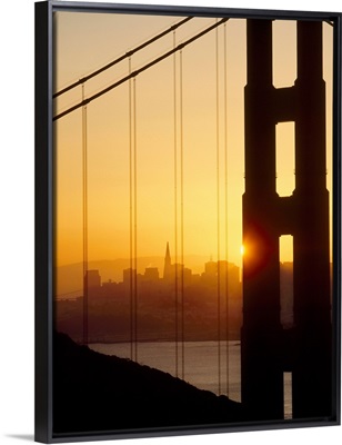 Sunrise Behind The Golden Gate Bridge; San Francisco, California