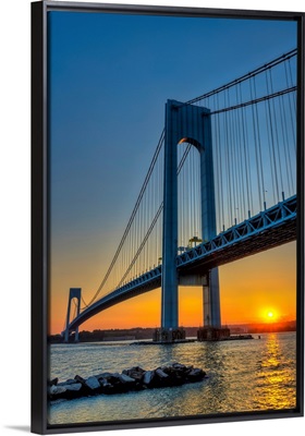 Verrazano-Narrows Bridge at sunset;  Brooklyn, New York